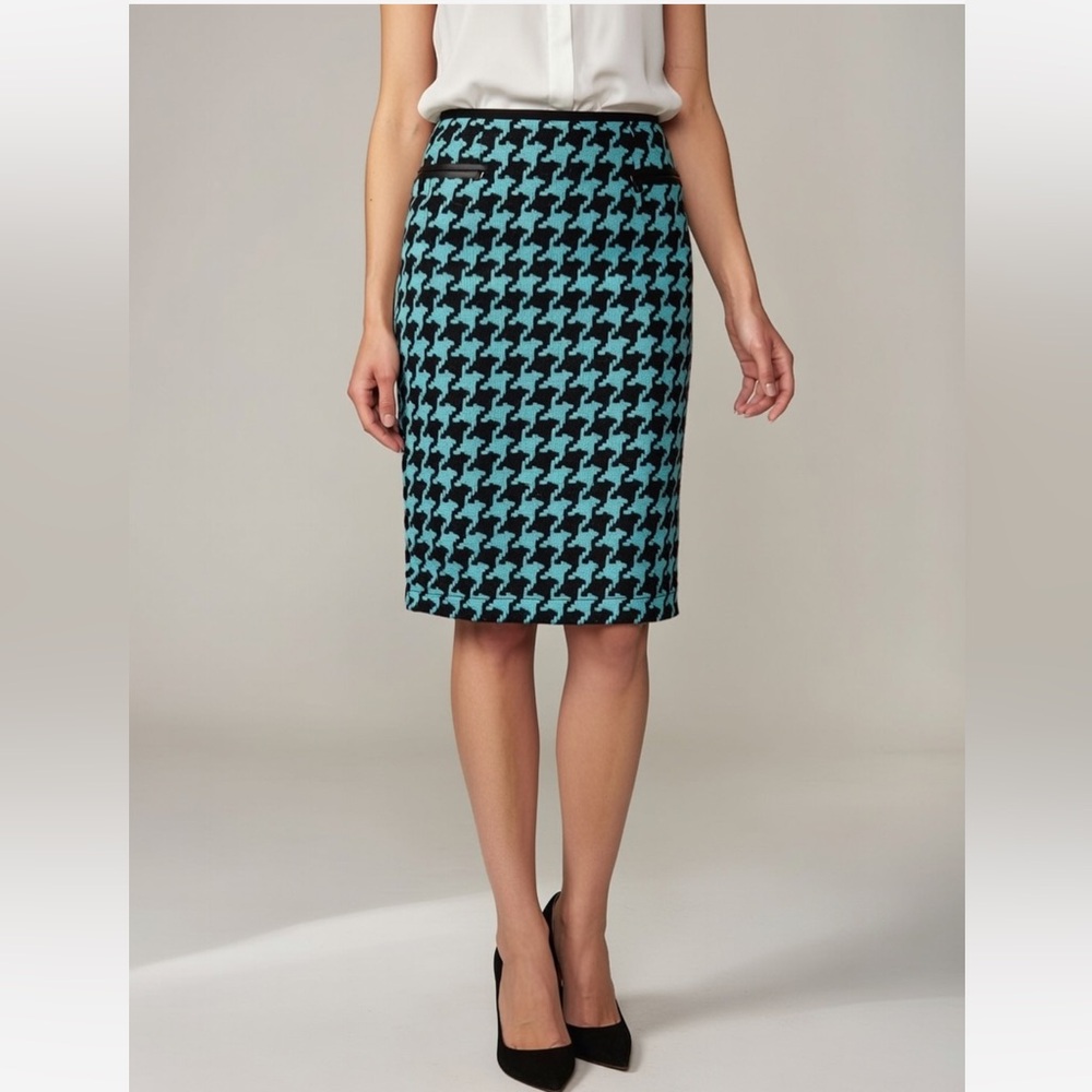 Wool Cashmere Houndstooth Woven Pencil Skirt sz 4
